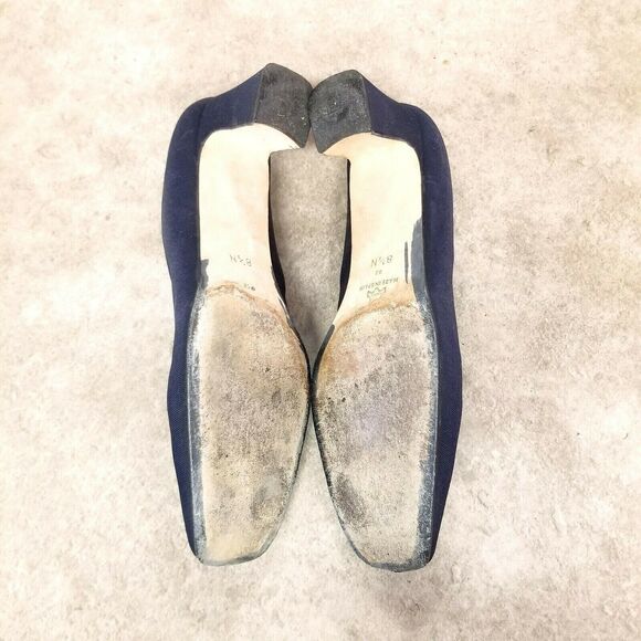 Evan Picone Womens Size 8.5 N Blue Leather Slip On Loafer 2.5" Heels - Picture 8 of 10